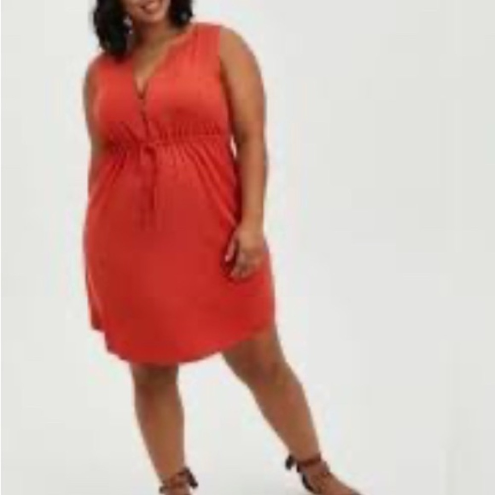 Torrid Zip Front Shirt Dress Stretch
Challis Rust Size 1